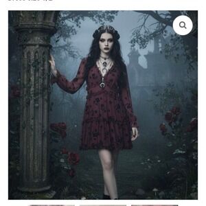 NWT B. Darlin Burgundy Black Floral Mesh Tiered Goth Mini Dress Size 13/14 Goth